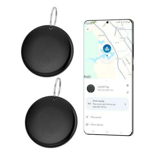 eirix Smart Air Tag Tracker for Android, Google Android Tag Tracker Work with Google Find My Device (Find Hub), Key Finder/Luggage Tracker/Item Locator, 2 Pack Black