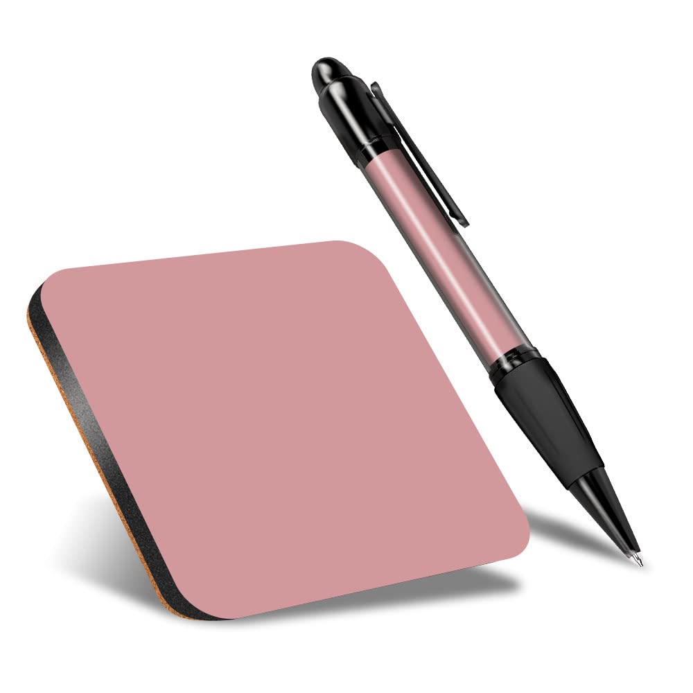 DV DESIGN1 x Eco Square Coaster & 1 Pen Set - Dusty Rose Pink Colour Block Drink Cup Mug Glass Table Protection Mat #44922