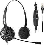 Arama Corded Office Telephone Headset with Noise Canceling Mic Headset for Polycom VVX310 VVX311 VVX410 VVX411 Avaya 1408 1416 5410 Mitel 5220e 5330e 5330 ShoreTel NEC Landline Deskphones (A200D)