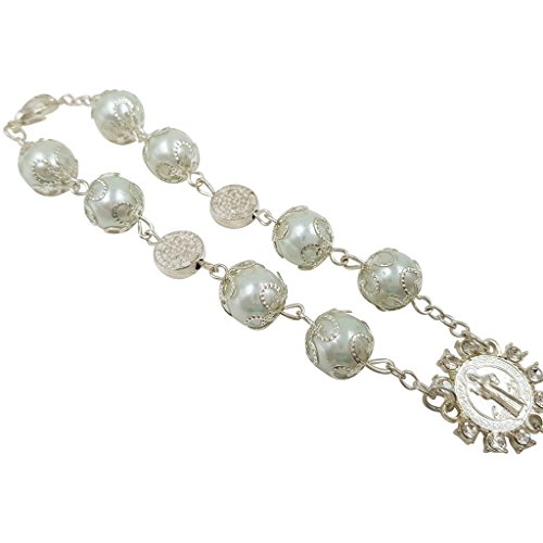 TALISMAN4U One Decade Auto Rosary Beads Catholic Bracelet Saint St Benedict Crucifix Divine Mercy Gift4