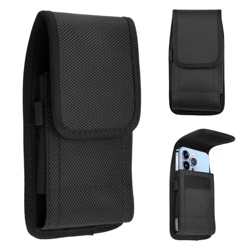 Funda Móvil Mochila, Cinturón Funda Vertical Oxford con Velcro y Mosquetón, Cartucheras Fundas con Clip para Teléfono Bolsillo de Cintura, para iPhone 16 15 14 13 12 11 Pro Smartphone
