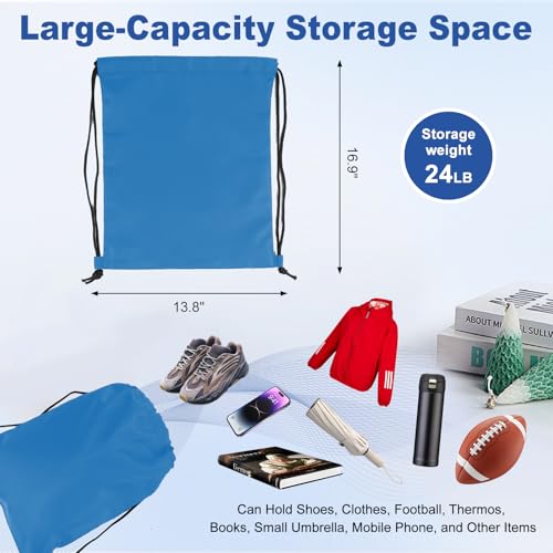 Image of 5-Pack Waterproof Drawstring Backpacks, Soccer-Texture Oxford Fabric, 16.9 inch x 13.8 inch, Lightweight 0.20 lb Each, No Eyelets, Gym & Marathon Gear Sacks(Sky Blue)