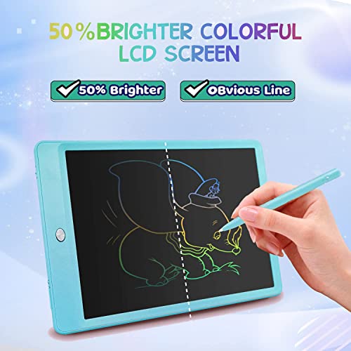 電子メモパッド, 10インチ デジタルメモ 電子メモ帳 ロック機能搭載 ストラップ付き,電池交換可能電子パッド, 電子ノート ワンタッチ消去 手書きパッド 電池交換可能 筆談ボード軽量 高輝度 LCD液晶パネル 消せるボード デジタルメモ (blue)