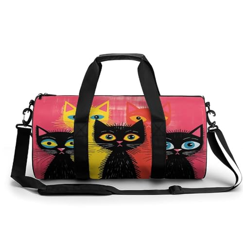 Travel Duffle Bag Five Peach Cats Weekender Bags for Women Large Capacity Travel Overnight Bags Foldable Carry On Tote Bags Lightweight Sport Gym Bag For Travel/Gift, 17.7in/9in/9in, white