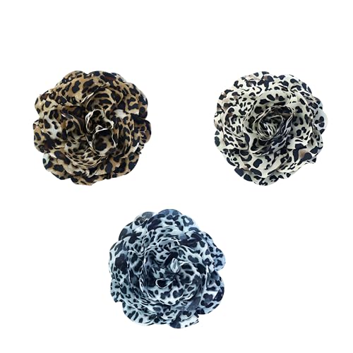 Image of XGALBLA 3 Pcs Dainty Terylene Satin Fabric Christmas Rose Flower Brooches Sets 6mm /8mm /10mm /15mm Extra Big Camellia Flower Brooches Lapel Pins for Women Christmas Wedding Party Dance Dress Clothes Accessories Valentine's Day Jewelry