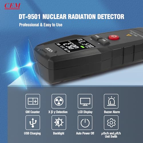Image of CEM Geiger Counter Nuclear Radiation Detector Nuclear Water Seafood Detection Radiation Dosimeter with LCD Display, Portable Handheld Beta β Gamma γ X-ray Rechargeable Radiation Monitor Meter RM-190