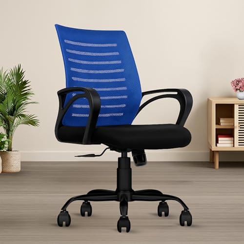 PlankIt™ Irvine Mid Back Mesh Chair | Ergonomic Office, Study, Revolving, Computer Chair for Work from Home with 3 Years Limited Warranty, Heavy Duty 