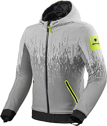 REV'IT! Revit Quantum 2 WB Sweat à capuche moto/Blouson textile, gris/jaune, S