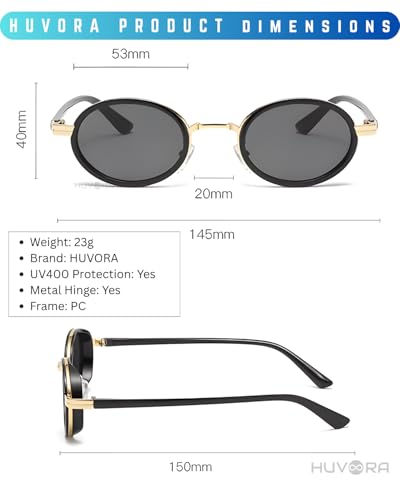 Image of Retro Oval Sunglasses for Men Women - Unisex Vintage Fashion Sun Glasses - Metal Hinge - UV400 Protected Anti Glare Goggles for Man Woman - Branded Stylish Driving Party Sunglass