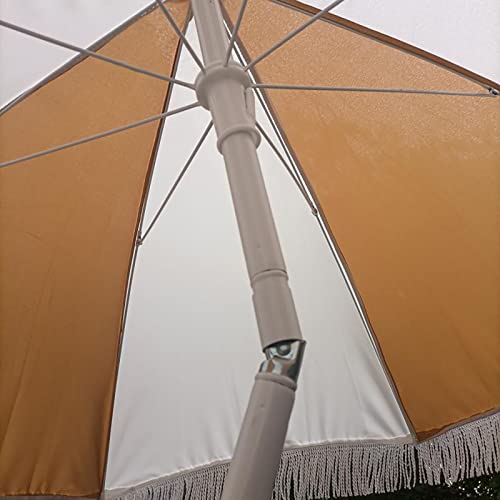 Parasol de playa de 2m con protección UV sombrilla de jardín inclinable con flecos exterior 3