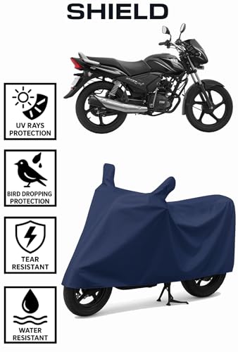 Image of Shield Heavy Duty Bike Cover for Tvs Star City Plus | All-Season, Tear-Proof Fabric | with Side Mirror Pocket & Buckle Belt | Tvs Star City Plus Bike Cover