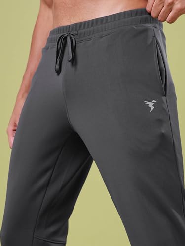 Image of TECHNOSPORT Men Mid Rise Solid Regular Fit Track Pant with Technodry, Antimicrobail for Gym, Workout, Sports and Regular Use