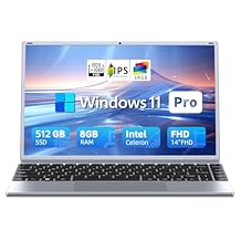 14" Laptop Computer, Win 11 Laptop, 8GB RAM 512GB SSD, Quad-Core Pentium ProcessorUp to 2.64GHz, 1080P FHD IPS, Wi-Fi 5, BT5.0, HDMI, Students, Lightweight