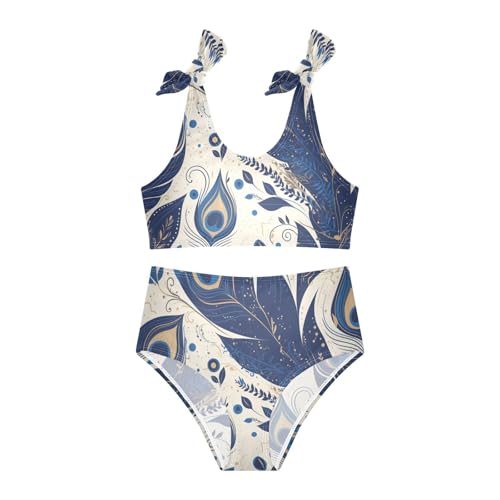 KLL Peacock Feather Pattern Girls' 2 Piece Bikini Sets Quick-Dry Beach Bathing Suit Bathing Suit3