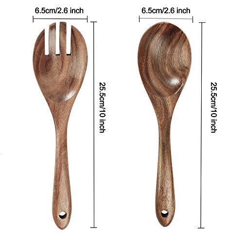 Salade Servers, Houten Salade Serveervork en Lepel Tang Set, Eco-vriendelijke Tosser Bestek Servies Mengen voor Salade, Pasta, Fruit, Keukengerei Herbruikbaar (26cm/ 10,2 inch) - Image 6