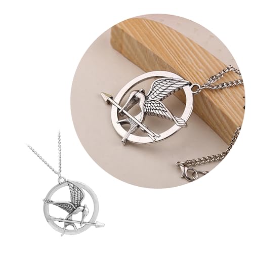 2 Pcs Hunger Games Necklace,Mockingjay Necklace,Anime Necklaces with Mockingjay Pendant,Anime Movies Cosplay Jewelry Accessories Charm Gifts for Man Women Friends2