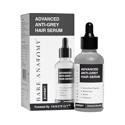 B.a.r.e A.n.a.t.o.m.y Advanced Anti-Grey Hair Serum, Powered by INNOVIST, Snowflake Peptide, Rosemary, Biotin, Hibiscus