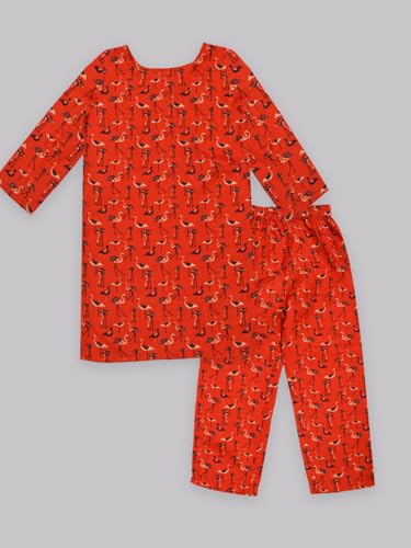 Image of A.T.U.N. (ALL THINGS UBER NICE) Girls Printed 3 /4 Sleeve Kurti and Pant Set | Stylish Traditional Ethnic Wear Salwar Suit Set for All Ocassions