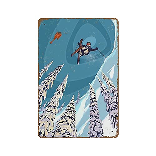 Plaque en métal fantaisie rétro en forme de pull de ski alpin pour bar, pub, décoration murale vintage, décoration murale, pour maison, porche, hall, prière, cadeau de mariage, 140 mm x 200 mm Cover