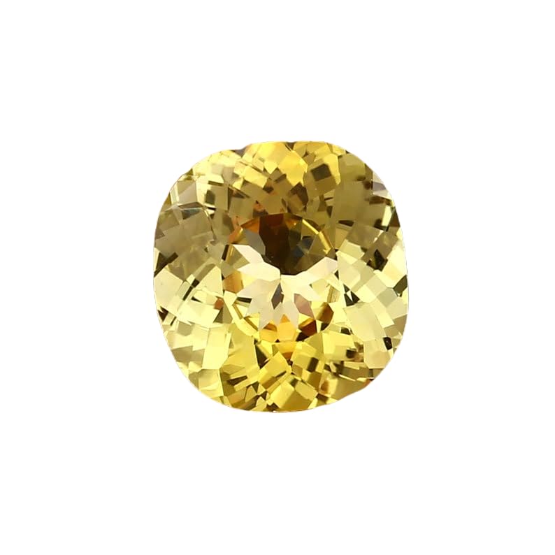 Saphir jaune naturel de 13x12 mm en forme coussin pour haute joaillerie