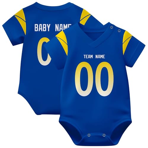 Image of KREDE Baby Clothes Unisex Bodysuit Jersey Style Custom Name Number for Baby Boys