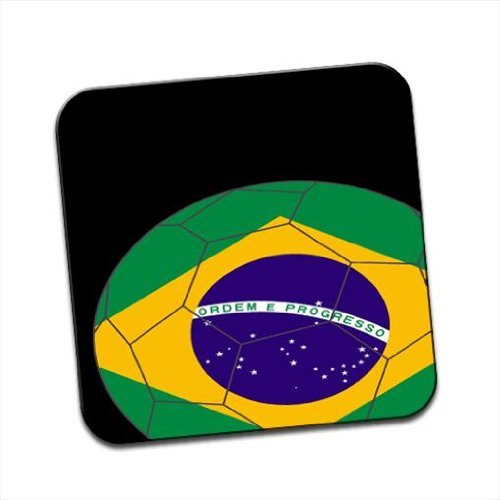 Fancy A Snuggle Brazil Flag On Football Single Coaster