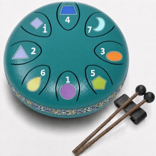 6-Inch 8-Note Steel Tongue Drum, Garden Rain Drum, Malachite image 2