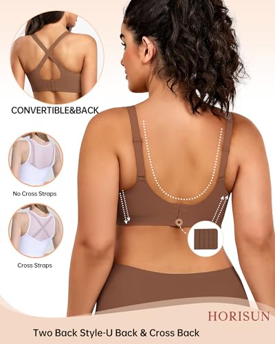 Image of HORISUN Wireless T Shirt Bra Seamless Push Up Bralette Full Coverage V Neck Comfortable Bras for Women