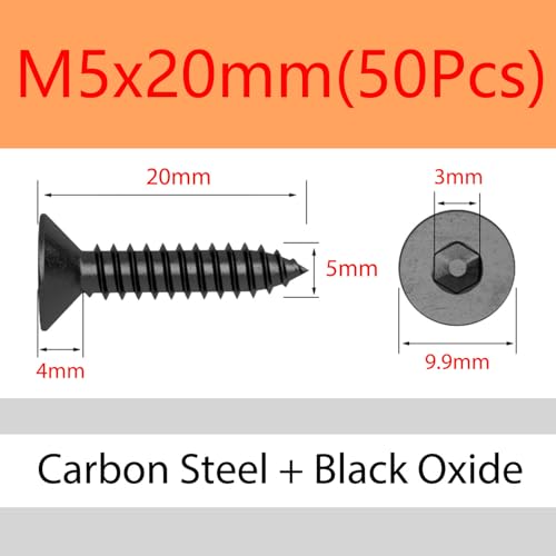 Tornillos autorroscantes M5 x 20 mm 50 pcs cabeza plana miniatura 2