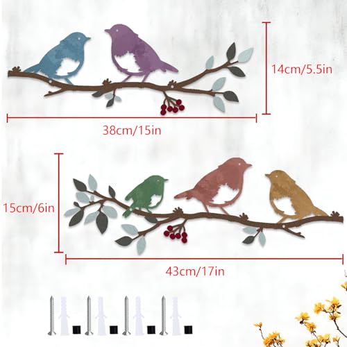Miniatura 2 de Pduoduo 2 Piezas De Arte De Pared De Metal Pájaro En Rama, Multicolor Pájaros De Amor En Una Rama, Silueta De Pájaro De Metal Para Sala De Estar, Jardín, Dormitorio, Oficina, Decoración De Pared