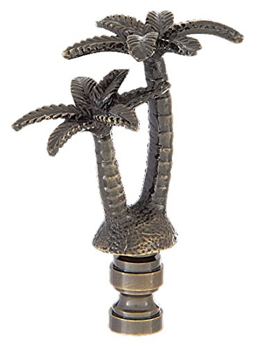 B&P Lamp Swaying Palm Trees Design, Cast Metal Finial, Antique Brass Finish