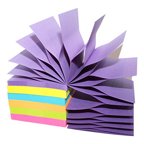 Pop Up Sticky Notes 3x3 Refills Easy Post Notes Self Stick Notes Bright Rainbow Colors Super Adhesive Pop-up Notes 6 Pads 100 Sheets/Pad Individual Package 600 Sheet Total