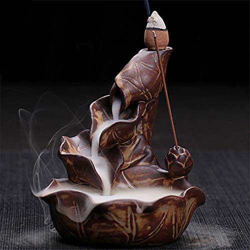 Moylor Lotus Waterfall Incense Burner Set Include 45 pcs Incense Cones and Sticks Backflow Incense Holders for Home Decor, Yoga, Reading, Aromatherapy, Gifts - Thumbnail 6