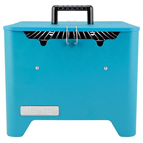 Permasteel PG-A40C10-TL Square Portable Charcoal Grill, Teal