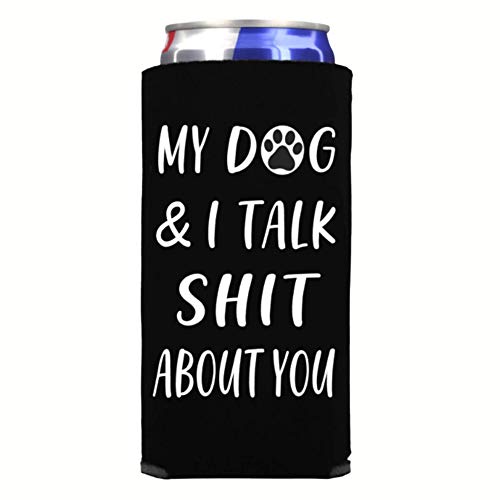 Capital City Commerce DOG_TALK_SHT_BLACK Funny Slim Can Cooler cover