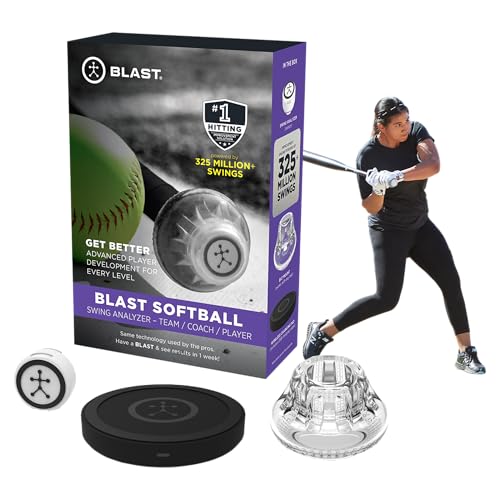 Blast Motion Softball Swing Analyzer - Improve Your Swing at Every Level - Batting Trainer - Real-time Feedback Swing Metrics Video Capture Highlights Track Performance (GEN3 Sensor)