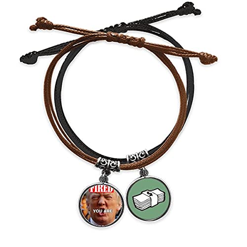 Pulsera de Trump enojado cadena de cuero dinero pulsera de cuerda de mano unisex