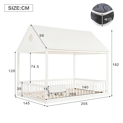 Cama infantil 140 x 200 individual de madera con compartimento y cortina 3