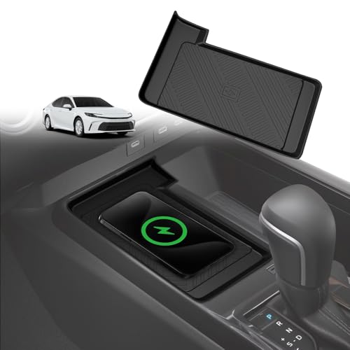 Image of Muslogy Center Console Inserts Compatible with 2025 2026 Toyota Camry Accessories, Center Console Wireless Charger Protective Mat Liner Anti-Slip Phone Charge Area Charging Protection
