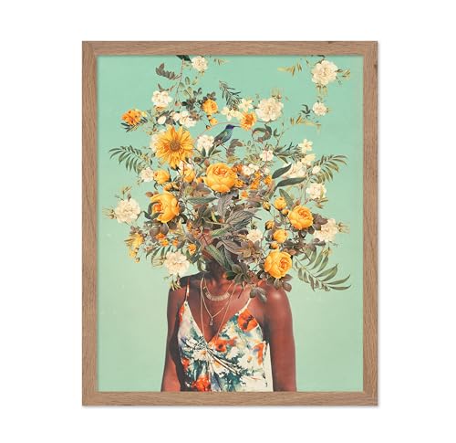 Monem Art Surreal Floral Portrait Print - Retro Pop Botanical