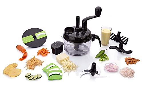 Gitesh Plastic 7 in 1 Turbo Food Processor Chopper, Chipser, Atta Maker, Slicer, Shredder for Kitchen[Pack Of 1].