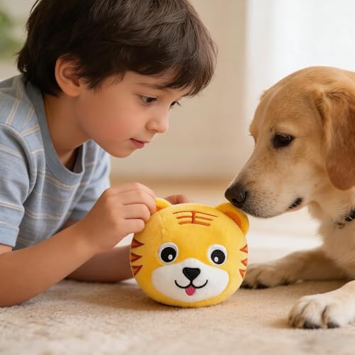 TABSIRAH Welpenspielzeug | Automatisch bewegliches Quietschspielzeug, interaktiver Hundeball, um sie beschäftigt zu halten, für kleine, mittelgroße und große Welpen, Zuhause, drinnen und dra-3