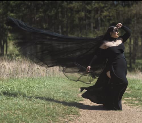 Women's Wedding Dress Tulle Cape Tulle Elven Cape (Black) #TOP1