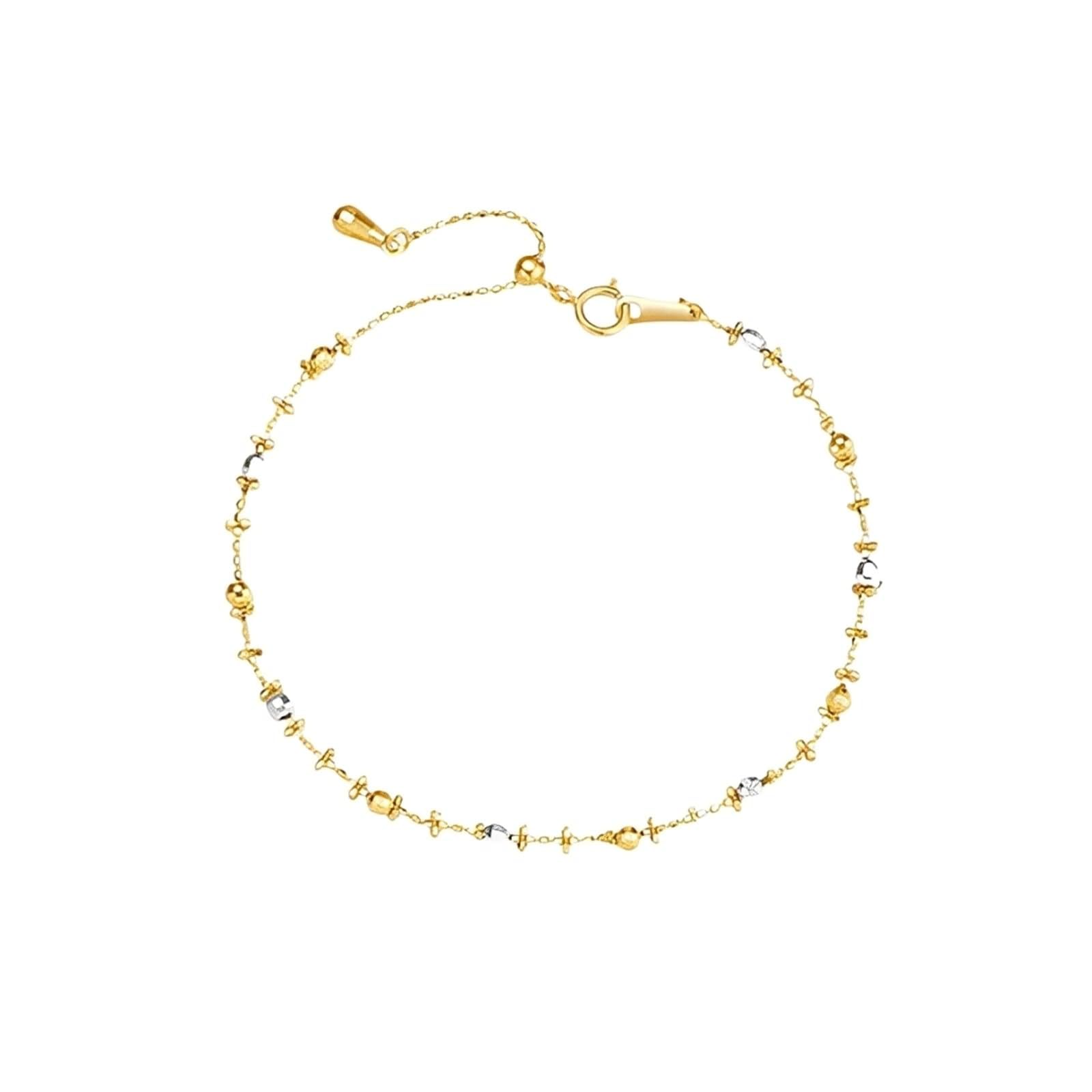 Armband Damen Zart, Armband Damen Hochzeit Perlen 2,3 mm Gelbgold Geschenke für Frauen