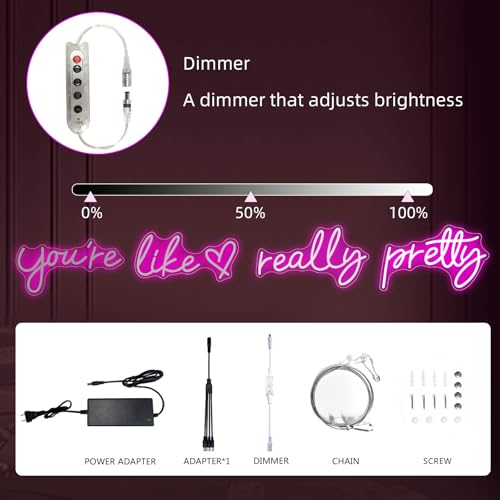 You're Like Really Pretty Neon Sign for Wall Decor (Hot Pink, 88.2in) by MR.PUMPKIN - Used condition - Image 3