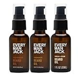 Every Man Jack Beard Oil Gift Set for Men – Full Size 3-pack - Sandalwood, Vanilla + Cedar & Aged Bourbon Scents – Softens Beard + Adds Shine - Naturally Derived w/Shea Butter – 1 fl oz (3 Pack)