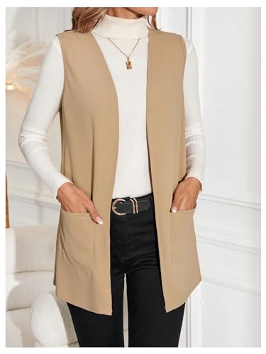 WDIRARA Women's Open Front Blazer Jacket Vest Sleeveless Waistcoat Coat2