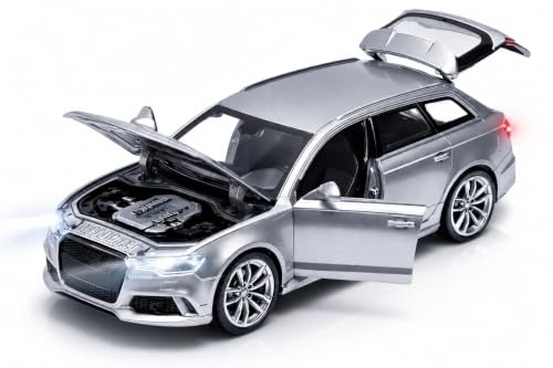 Image of Magicwand Die-Cast Metal 1:32 Scale Auudi RS6 with 4 Openable Doors Music,Pull Back Action & Glowing Head & Tail Lights【Pack of 1】【Colors as Per Stock】