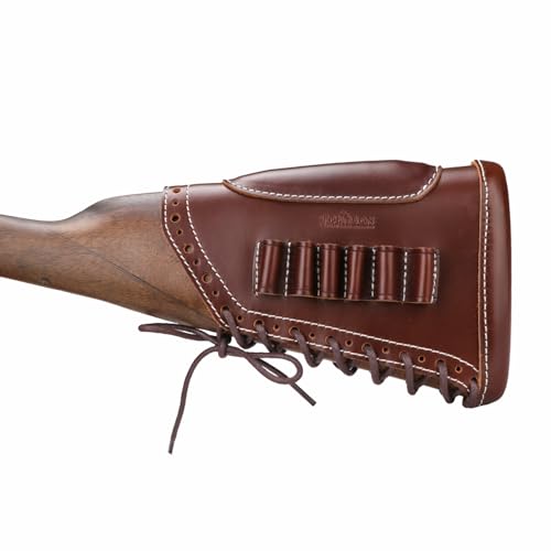 TOURBON Leather Recoil Pad Lace on Rifle Buttstock Ammo Holder Cheek Riser