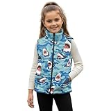 TOADDMOS Cartoon Sharks Full Zip Vest Comfortable Boys Sleeveless Vests Size 4T Stylish Lightweight Sleeveless Jackets Outerwear with Pockets Fashion Warm Winter Coat with Pocket